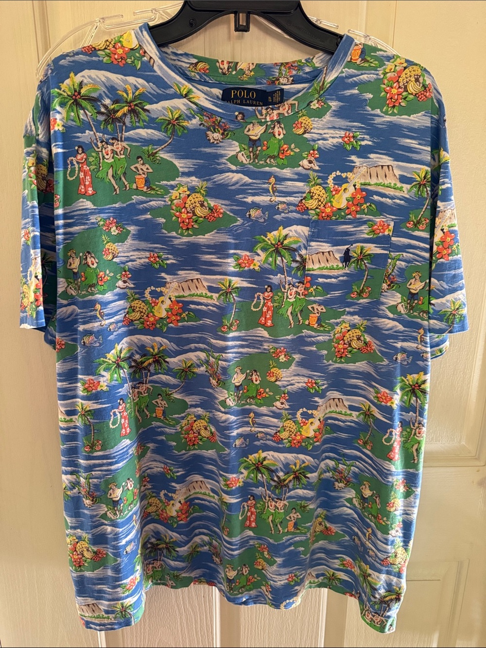Polo by Ralph Lauren Blue Tropical Island Print Short Sleeve Tee